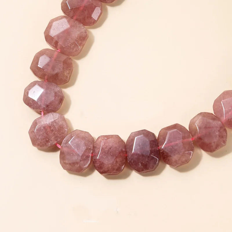 15X19mm Natural Strawberry Crystal Stone Irregular Faceted Beads