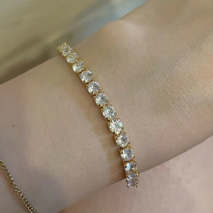 4mm Round AAA CZ Chain Tennis Bracelet Bangles For Women