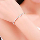 4mm Round AAA CZ Chain Tennis Bracelet Bangles For Women