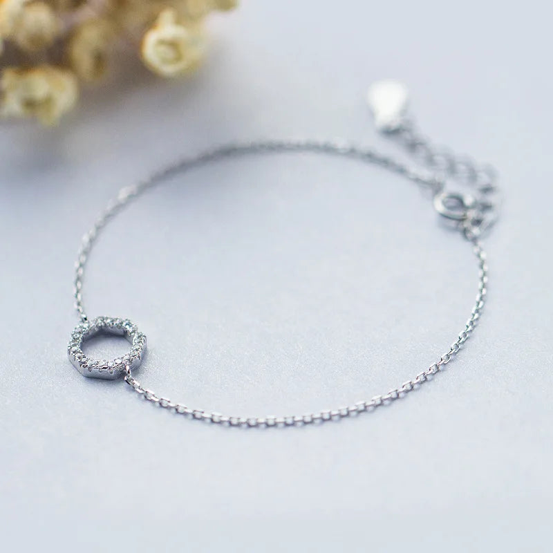 Hexagon Charm 925 Silver Bracelet For Women Girls Female Silver 925 Jewelry