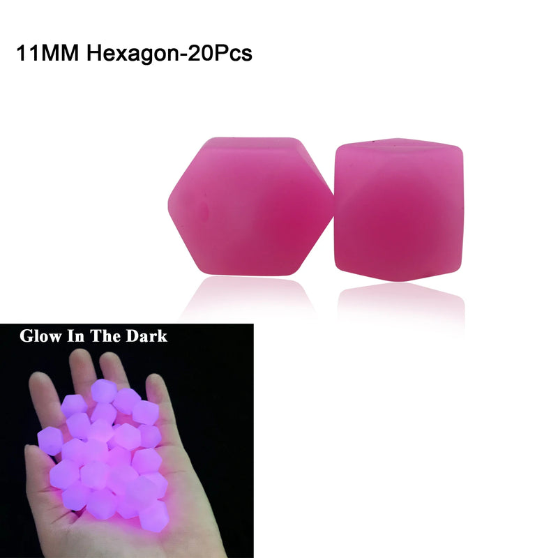 15mm 100pcs/lot Luminous Silicone Beads Hexagonal Mickey Glow-In-The-Dark