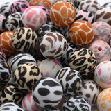 15mm 10Pcs Leopard Print Silicone Beads Teether Baby Pacifier DIY Jewelry