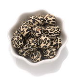 15mm 10Pcs Leopard Print Silicone Beads Teether Baby Pacifier DIY Jewelry