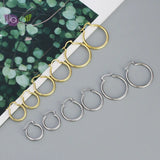 Big Smooth Metal Hoop Earrings 925 Silver Needle Round Circle Earrings