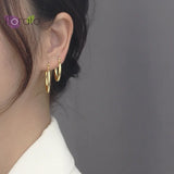 Big Smooth Metal Hoop Earrings 925 Silver Needle Round Circle Earrings
