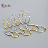 Big Smooth Metal Hoop Earrings 925 Silver Needle Round Circle Earrings