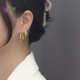 Big Smooth Metal Hoop Earrings 925 Silver Needle Round Circle Earrings