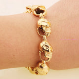 Yellow Gold/Silver Skull Skeleton Head Stainless Steel Bracelet Bangle
