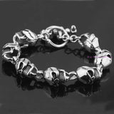 Yellow Gold/Silver Skull Skeleton Head Stainless Steel Bracelet Bangle