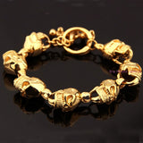 Yellow Gold/Silver Skull Skeleton Head Stainless Steel Bracelet Bangle