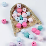 15mm 50Pcs Natural Wooden Geometric Beads DIY Jewelry Baby Toy Accessory