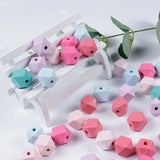 15mm 50Pcs Natural Wooden Geometric Beads DIY Jewelry Baby Toy Accessory