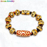15mm Agate Bracelet Tibetan Tortoise Shell Dzi Beads Tiger Eye Stone Bracelet