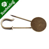 15mm Antique Bronze Flat Brooch, Round Base, Bezel Cup, 50pcs/pkg