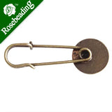 15mm Antique Bronze Flat Brooch, Round Base, Bezel Cup, 50pcs/pkg