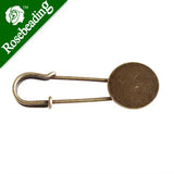 15mm Antique Bronze Flat Brooch, Round Base, Bezel Cup, 50pcs/pkg