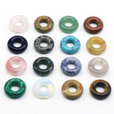 15mm Big Hole Lucky Buckle Charms Rose Pink Quartz Lapis Stone Chakra Pendants