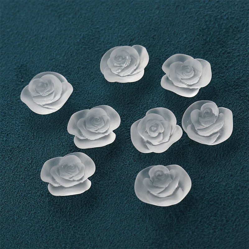 15mm Camellia Frosted Transpare Loose Beads DIY Jewelry Making Tool