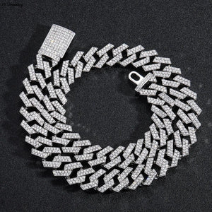 15mm Crystal Prong Cuban Link Choker Necklace Hip Hop Iced Out Rhinestones Chain