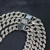15mm Cuban Link Chains Necklace Iced Out Rhinestone Rapper Necklaces
