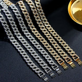 15mm Cuban Link Chains Necklace Iced Out Rhinestone Rapper Necklaces