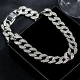 15mm Cuban Link Chains Necklace Iced Out Rhinestone Rapper Necklaces