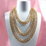 15mm Cuban Link Chains Necklace Iced Out Rhinestone Rapper Necklaces