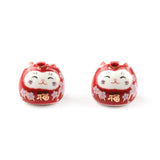 15mm FU Cat Ceramic Beads 3mm Hole Hand Painted Loose Porcelain DIY Bead