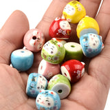 15mm FU Cat Ceramic Beads 3mm Hole Hand Painted Loose Porcelain DIY Bead