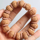 15mm Drum Rudraksha Beads & Oxhide Spacer Bracelet