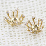 15mm Flower Stamens Ball Pin Caps CZ Micro Paved DIY Charms
