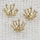 15mm Flower Stamens Ball Pin Caps CZ Micro Paved DIY Charms