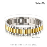 15mm Stainless Steel Bracelet for Men in Gold/Silver