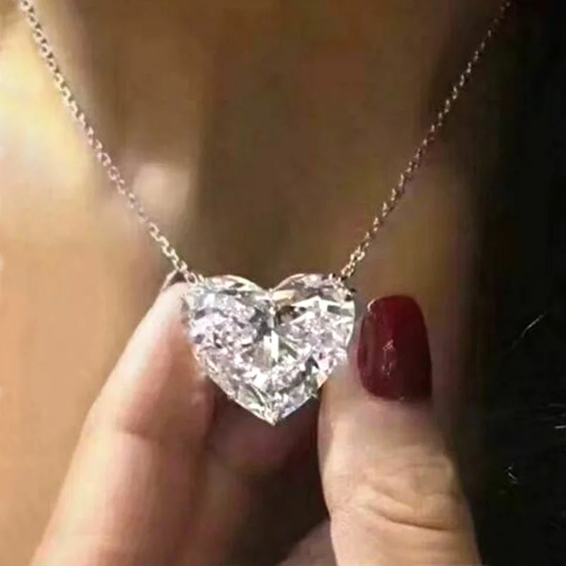 15mm Heart Lab Emerald Promise Pendant 925 Sterling Silver Necklace