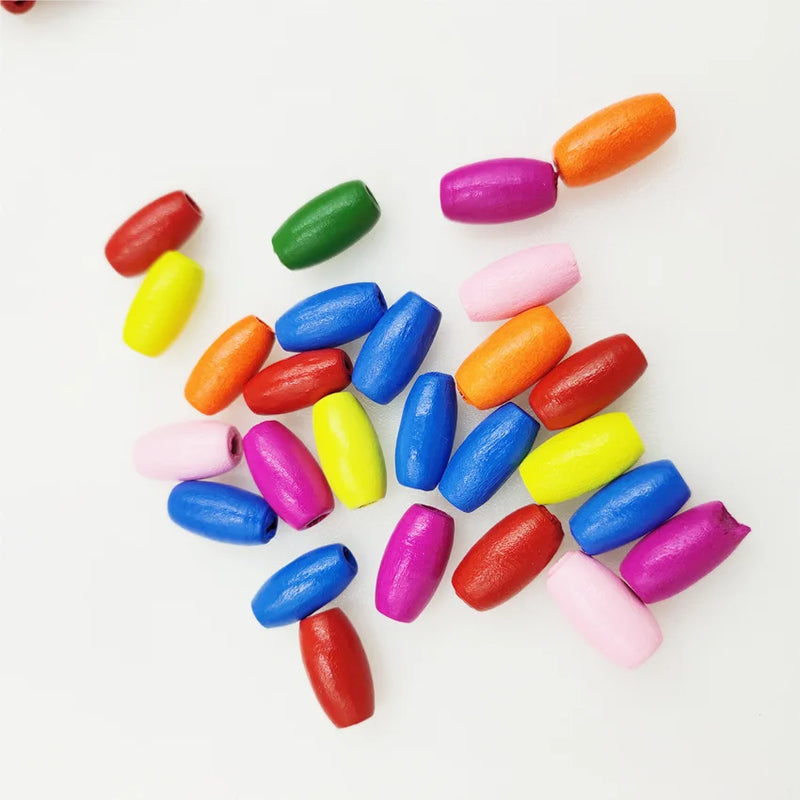 15mm Cartoon Colorful Wood Beads for DIY Girls Jewelry Making