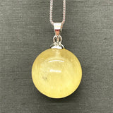 15mm Natural Rutilated Pendant Healing Gift Round Beads Crystal