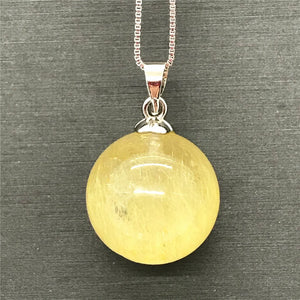 15mm Natural Rutilated Pendant Healing Gift Round Beads Crystal