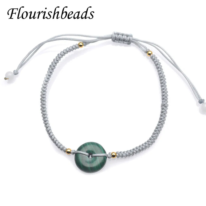 Malachite Donut Beads Bracelet Adjustable Yoga Jewelry 5pcs