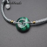 Malachite Donut Beads Bracelet Adjustable Yoga Jewelry 5pcs