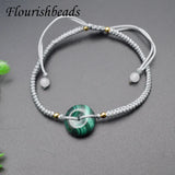 Malachite Donut Beads Bracelet Adjustable Yoga Jewelry 5pcs