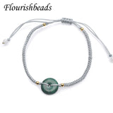 Malachite Donut Beads Bracelet Adjustable Yoga Jewelry 5pcs