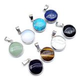 15mm Rose Quartz Tiger's Eye Stone Pendants Charms for DIY Earrings Necklace