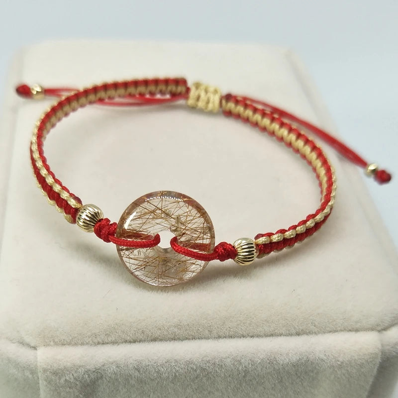 15mm Copper Rutilated Quartz Donut Charm Bracelet