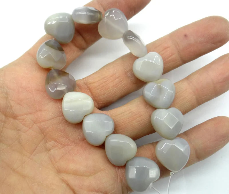 15mm Natural Stone Heart Beads for DIY Jewelry Making