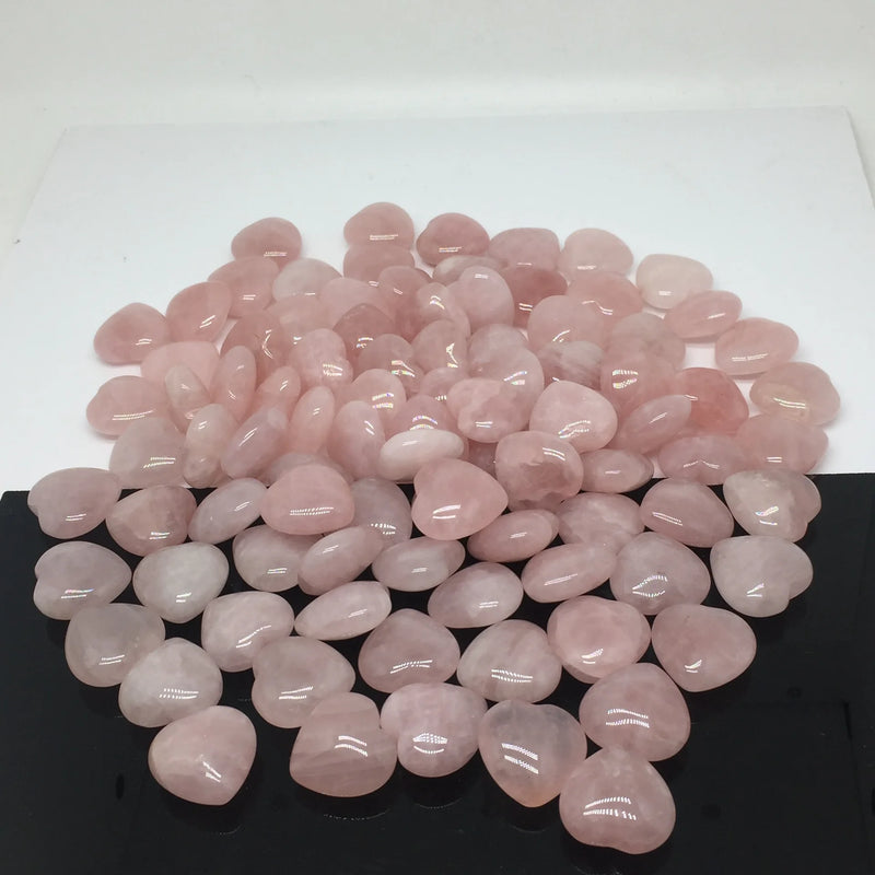 15mm Rose Natural Quartz Heart Shape Crystal Pendant