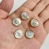 15mm Round Shell Charms A-Z Initial Mother Of Pearl Charms Pendants DIY Jewelry