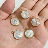 15mm Round Shell Charms A-Z Initial Mother Of Pearl Charms Pendants DIY Jewelry