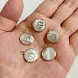 15mm Round Shell Charms A-Z Initial Mother Of Pearl Charms Pendants DIY Jewelry