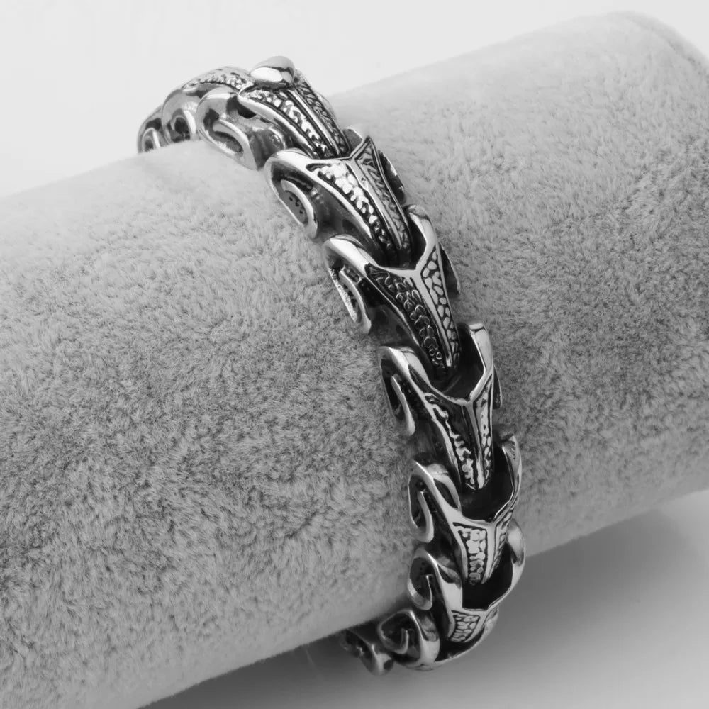 15mm Stainless Steel Centipede Chain Bracelet Men Biker Wristband