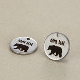 20pcs 15mm Stainless Steel MAMA BEAR Charms